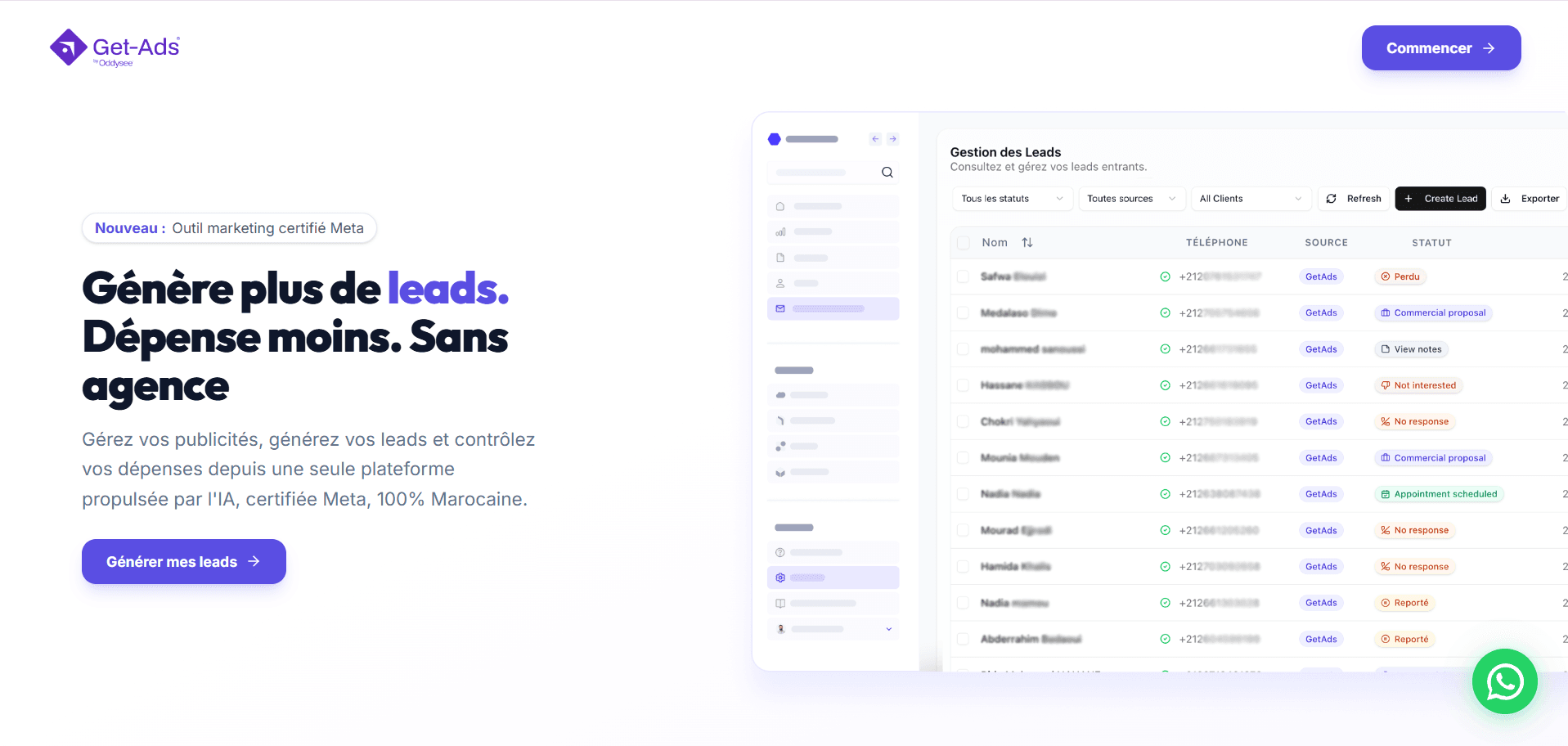 Aperçu de la plateforme GetAds